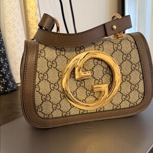 Gucci Mini Bag with Gold Logo and Brown Trim